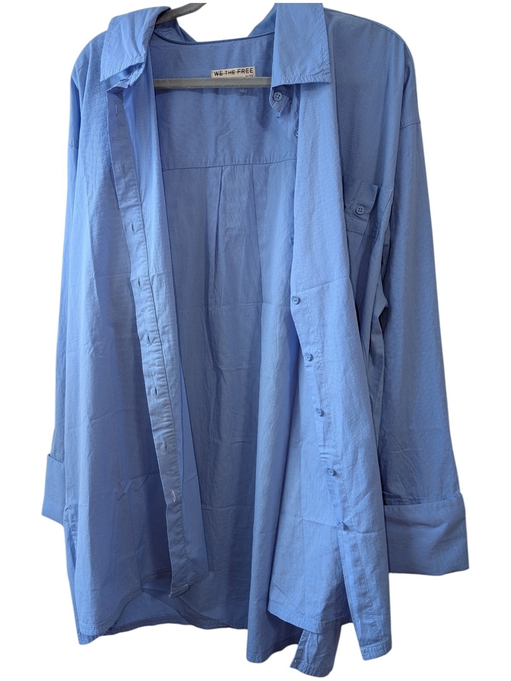 WE THE FREE WOMEN'S LIGHT BLUE OVERSIZED BUTTON-UP TUNIC SIZE XL - Picture 6 of 11